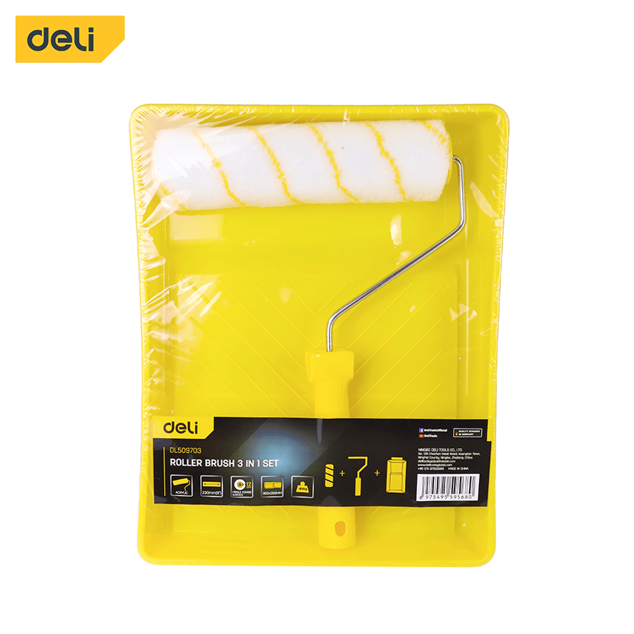 ชุดถาดสีพร้อมลูกกลิ้ง DELI EDL509703-YL-01 9นิ้ว สีเหลือง_0